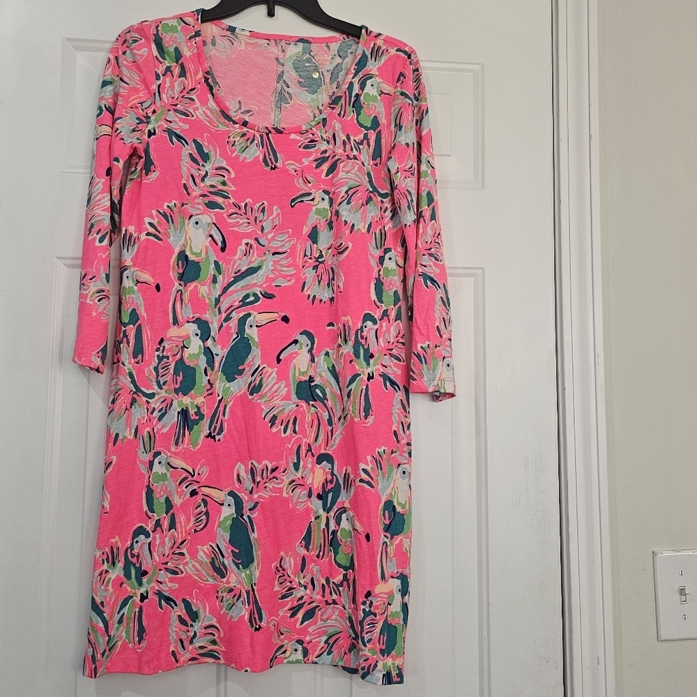 Lilly Pulitzer Beacon Toucan In Dragonfruit Dress Size Small Pima Cotton